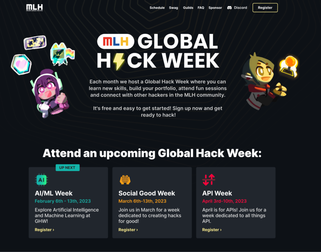 Photo of the Global Hack Week website.